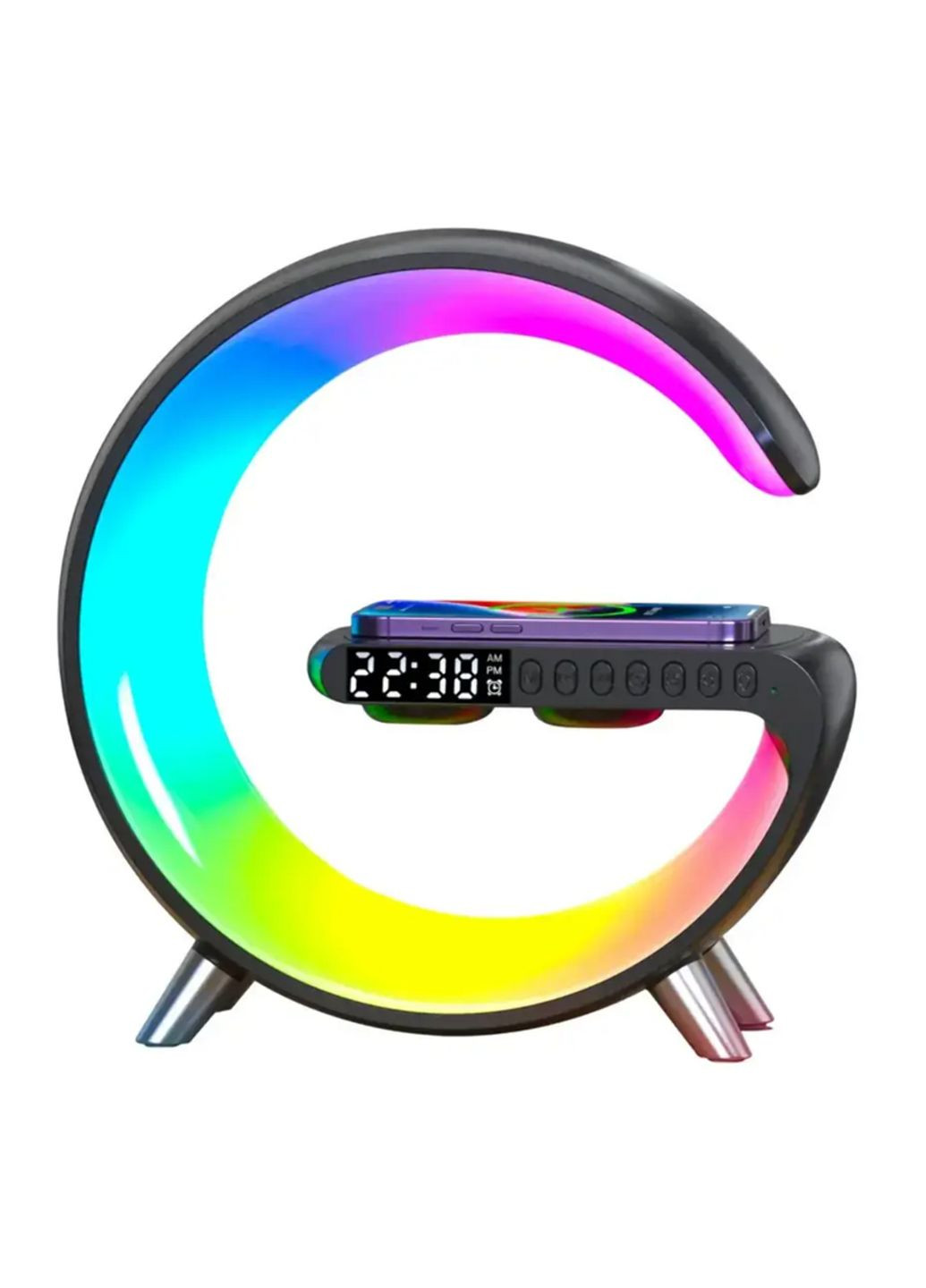 Розумний світильник-нічник G-Smart Light Sound Machine з бездротовою зарядкою телефона та Bluetooth-колонка Monocrystal (299338504)