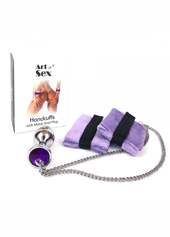 Наручники с анальной металлической пробкой Handcuffs with Metal (purple) Art of Sex (291440827)