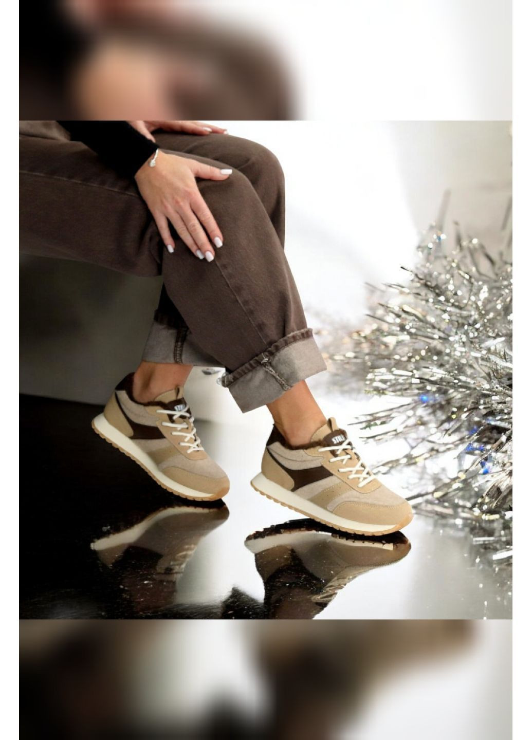 Женские зимние кроссовки бежевые на меху Stilli Кросівки бежевые зима (371767352)