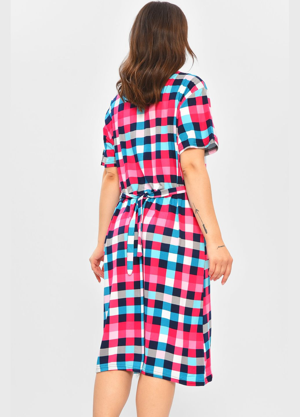 Халат женский батальный розового цвета с принтом Let's Shop (346390946)