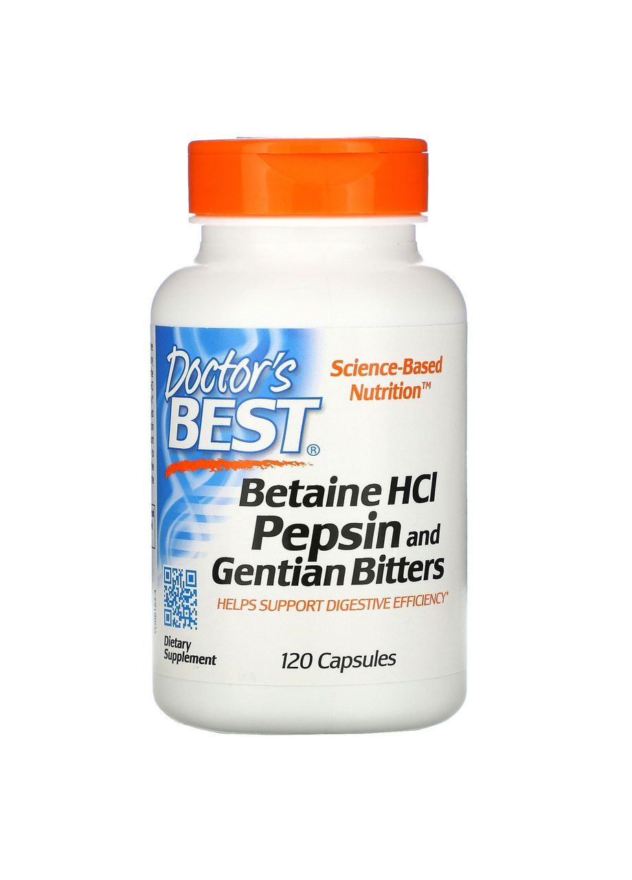 Бетаина гидрохлорид с Пепсином и Горечавкой Бетаин HCL Pepsin Gentian Bitters 120 капсул Doctor's Best (263603544)