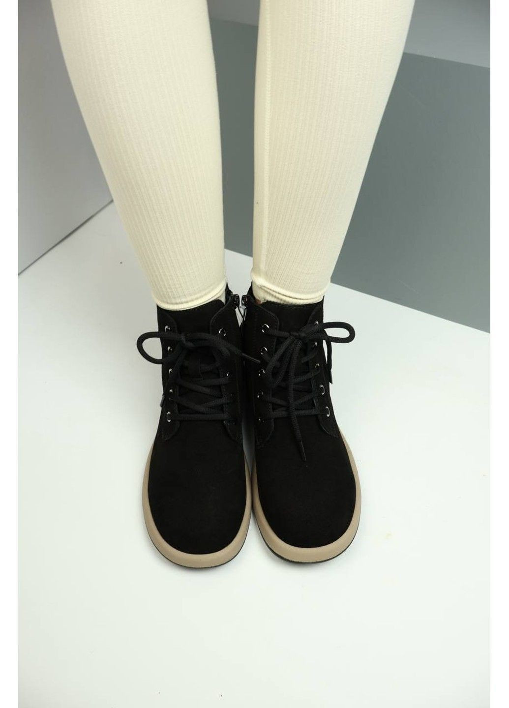 Зимние 580 ботинки зимние черные замшевые Yimeili из натуральной замши