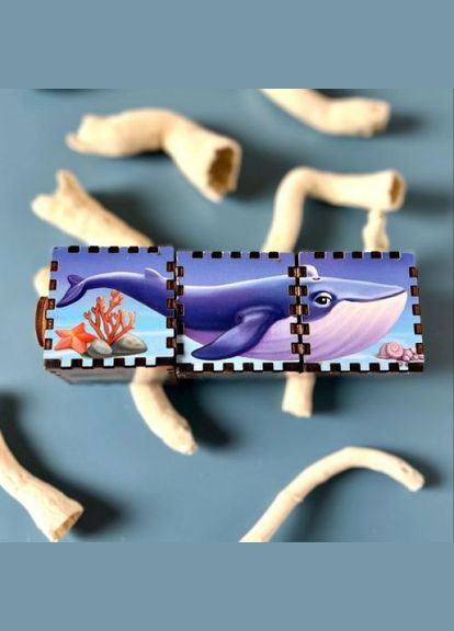 Дерев'яні обертові кубики "Водний світ" Ubumblebees (318018013)