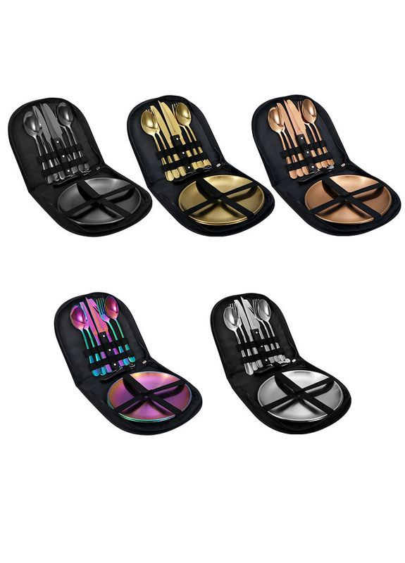 Набір для пікніка 11281 11 предметів чорний No Brand (364493053)