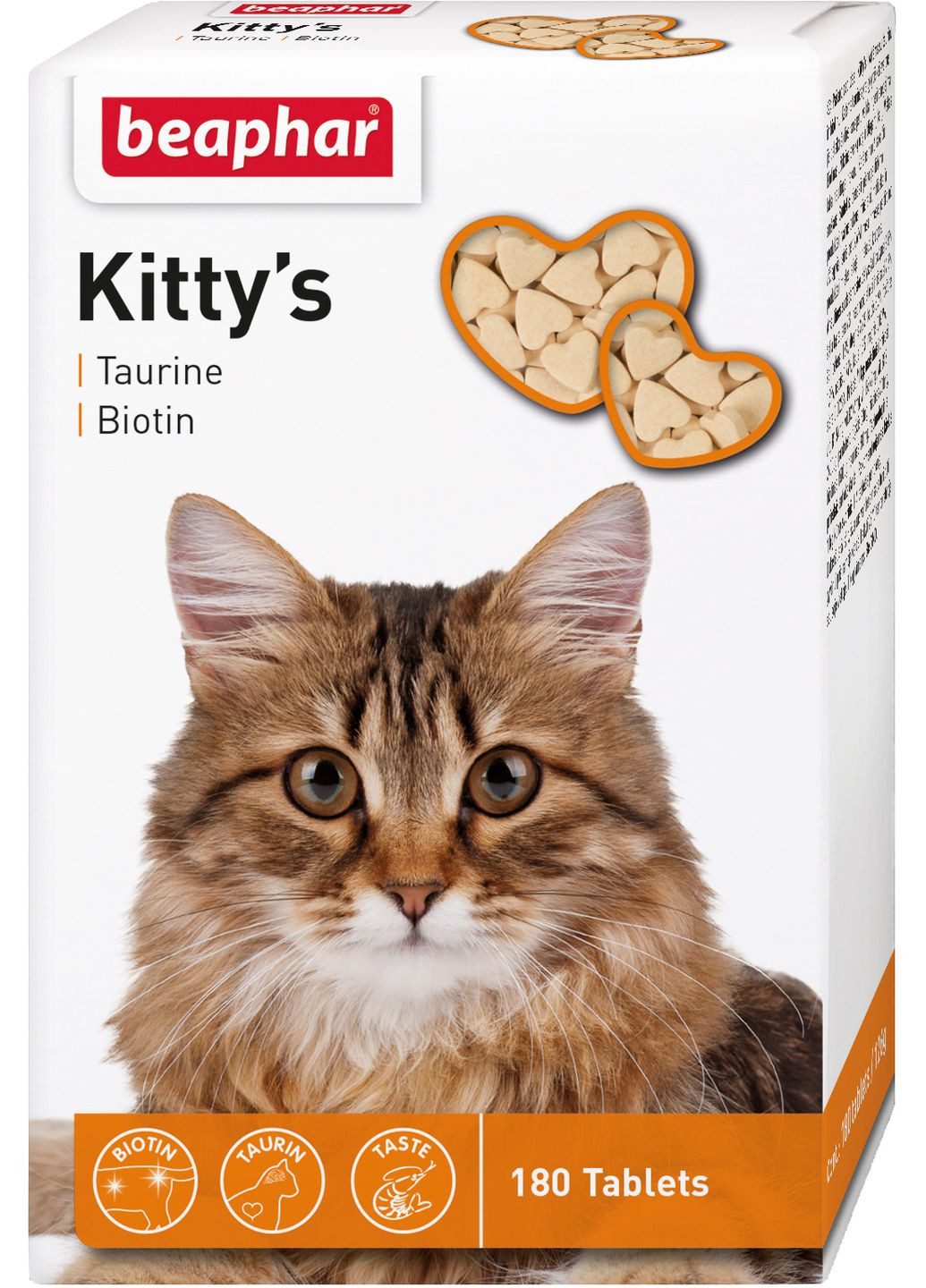 Кормовая добавка Kittys +Taurine +Biotine с биотином и таурином для кошек 180 таб (12578) (8711231125784) Beaphar (326659324)