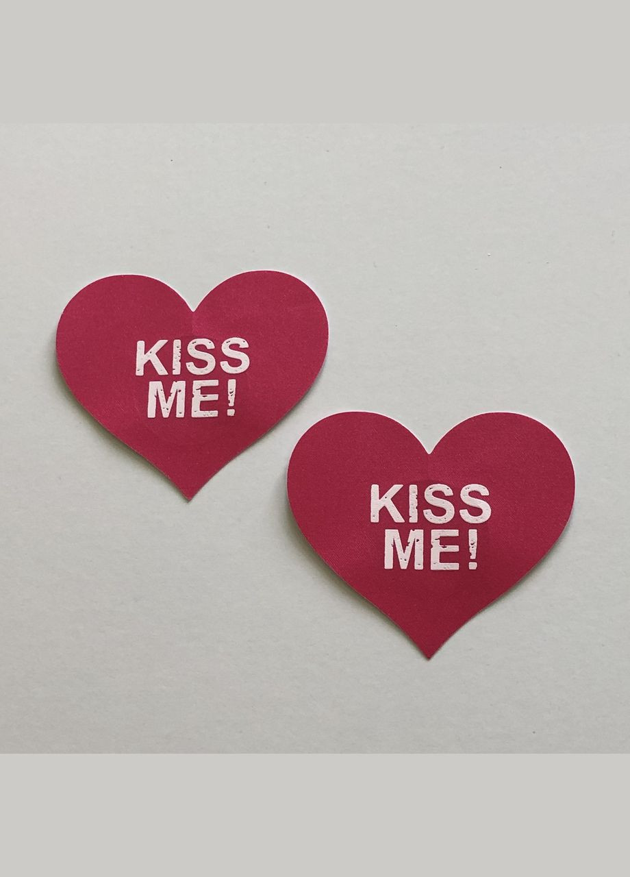 Рожевий cтікіні наліпки на груди сердечка з написом kiss me one size (3-85) No Brand