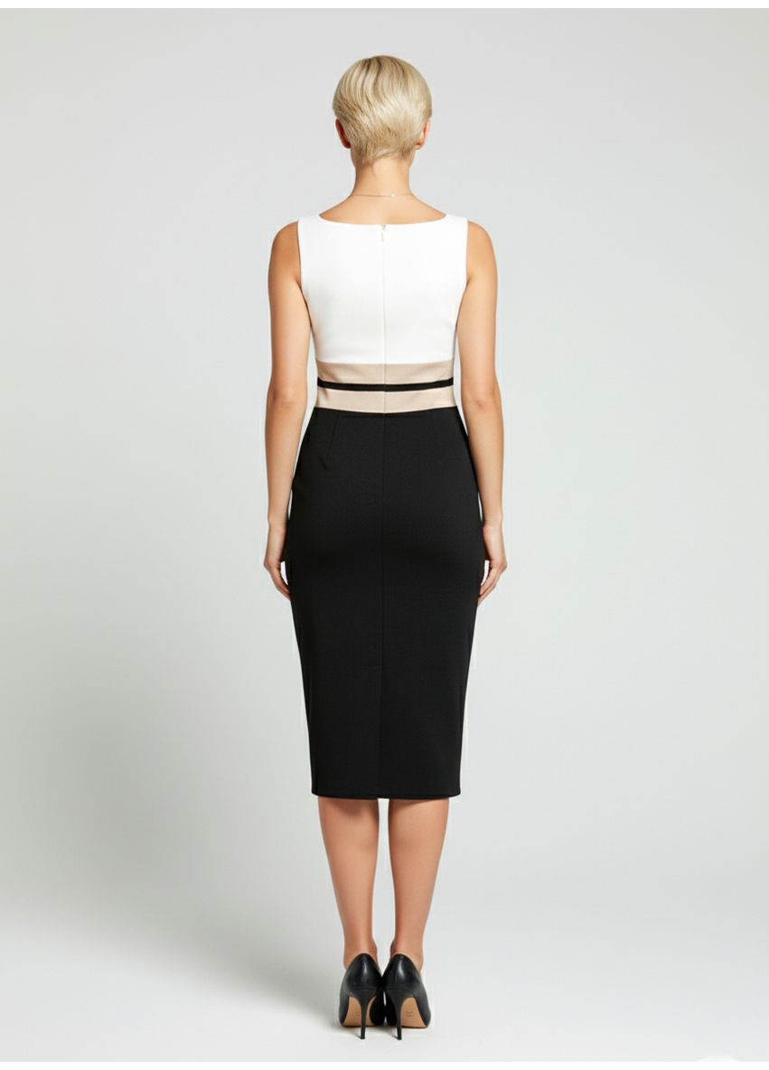 Білий вечірня трикотажне плаття міді з квадратним вирізом чорний Number Nine