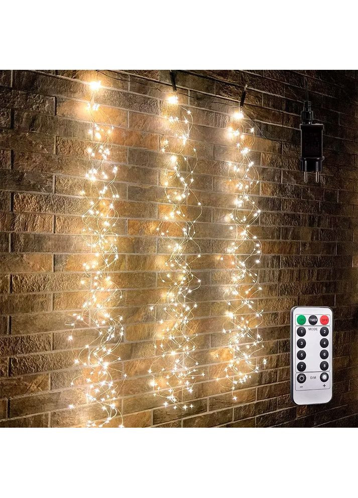 Гирлянда Конский хвост 2 м 10 нитей USB + пульт Гирлянда роса Пучек на елку теплый белый UKC 1454 (351388146)