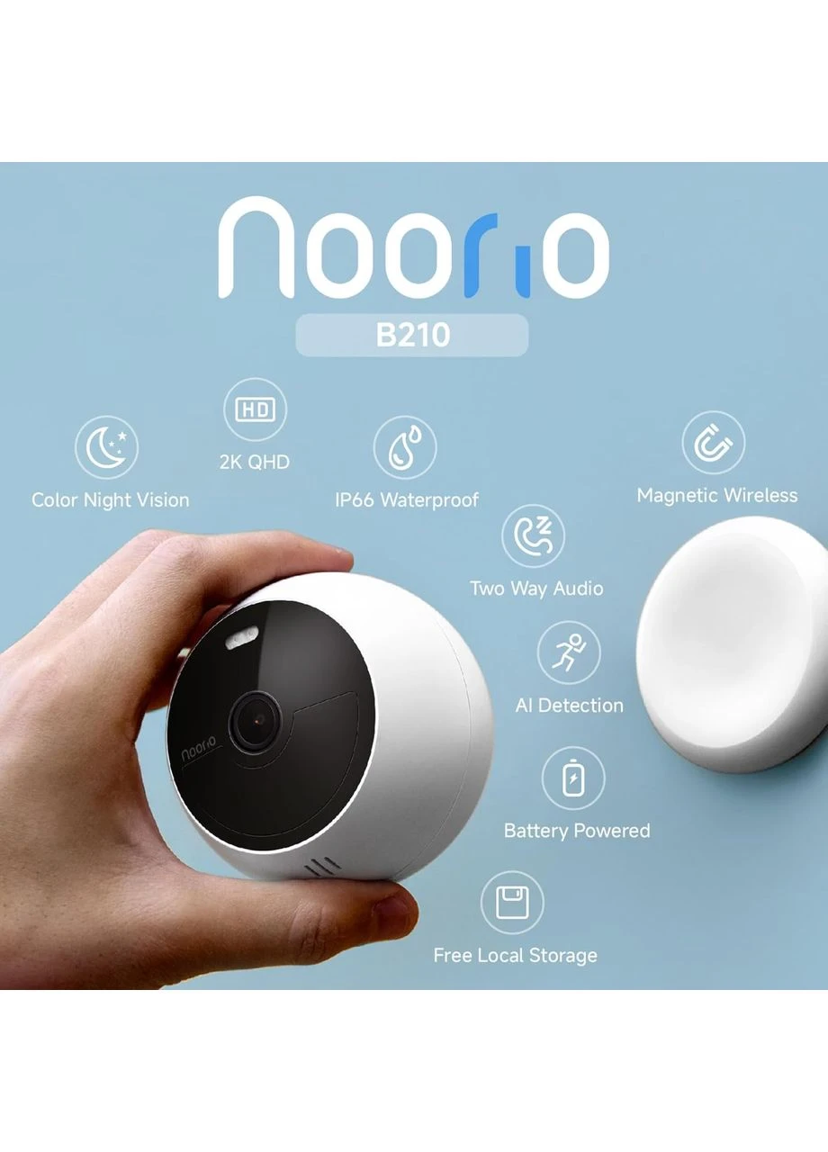 Уцінка Бездротова камера відеоспостереження Noorio B210 з роздільною здатністю 2K, живлення від батареї кольорове нічне IR (393979067)