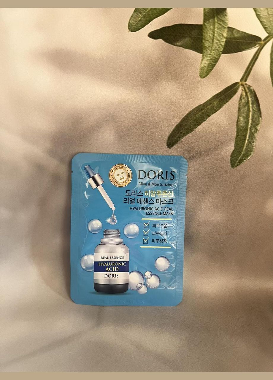 Ампульна маска з гіалуроновою кислотою hyaluronic acid real essence mask Doris (347242452)