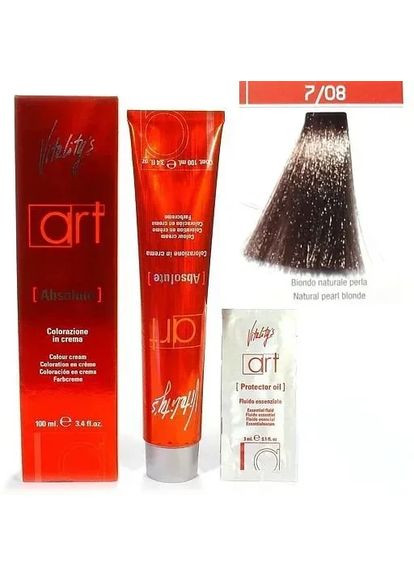 Крем-краска для волосся з олійним коктейлем Art Absolute Hair Color Cream 7/08 Перловий натуральний блонд 100 мл Vitality`s (373258414)