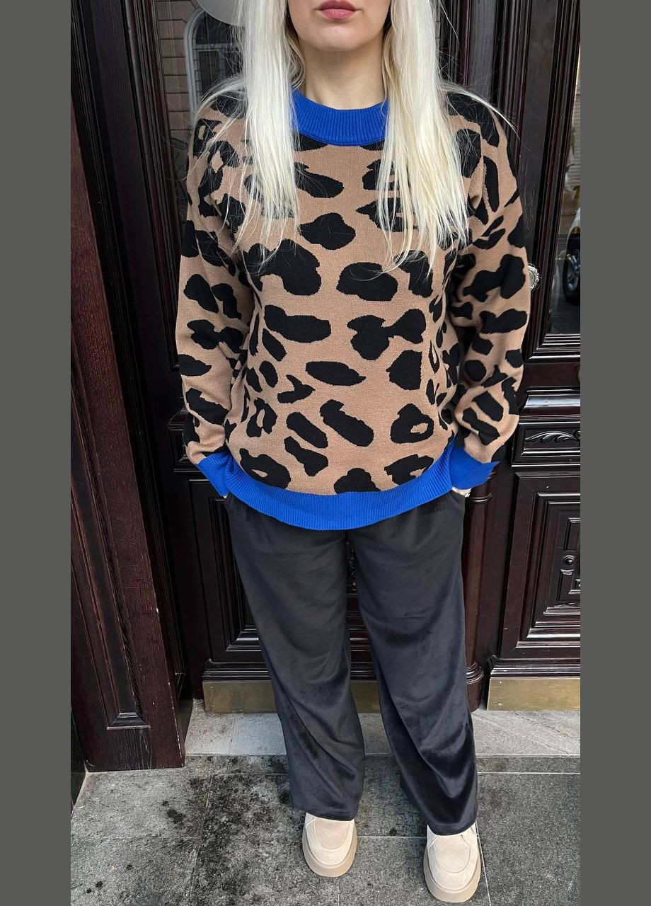 Кремовый летний свитер с принтом леопард. хит этого года No Brand