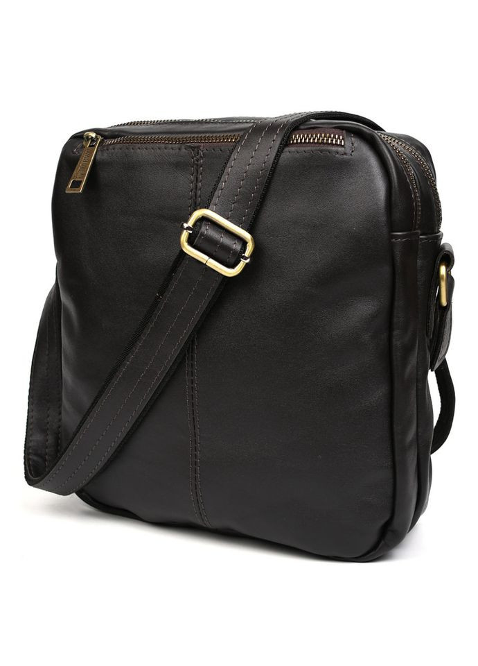 Мужская кожаная сумка через плечо планшет мессенджер из натуральной кожи коричневая 24*26*7 см TARWA (329148034)