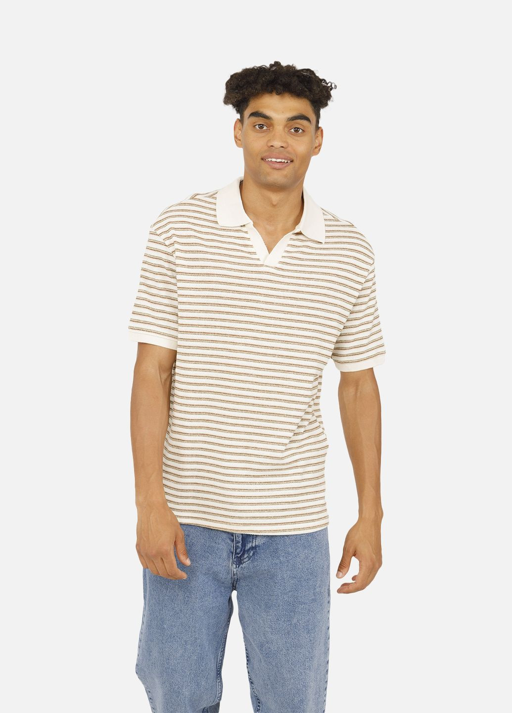 Чоловіча футболка поло колір молочний ЦБ-00258054 Hector (301987750)