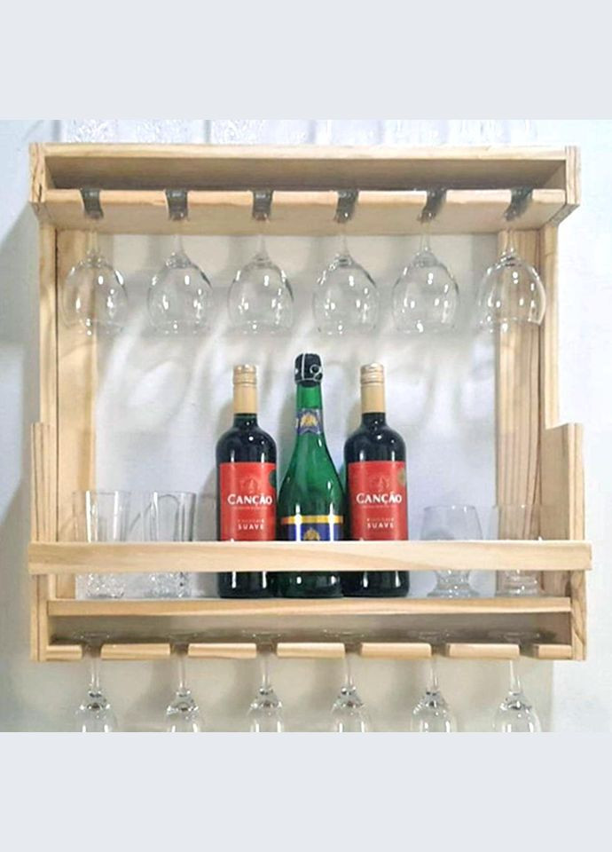 Настінна винна полиця з дерева Фурен бланже (ПНК-013601) No Brand (327426149)