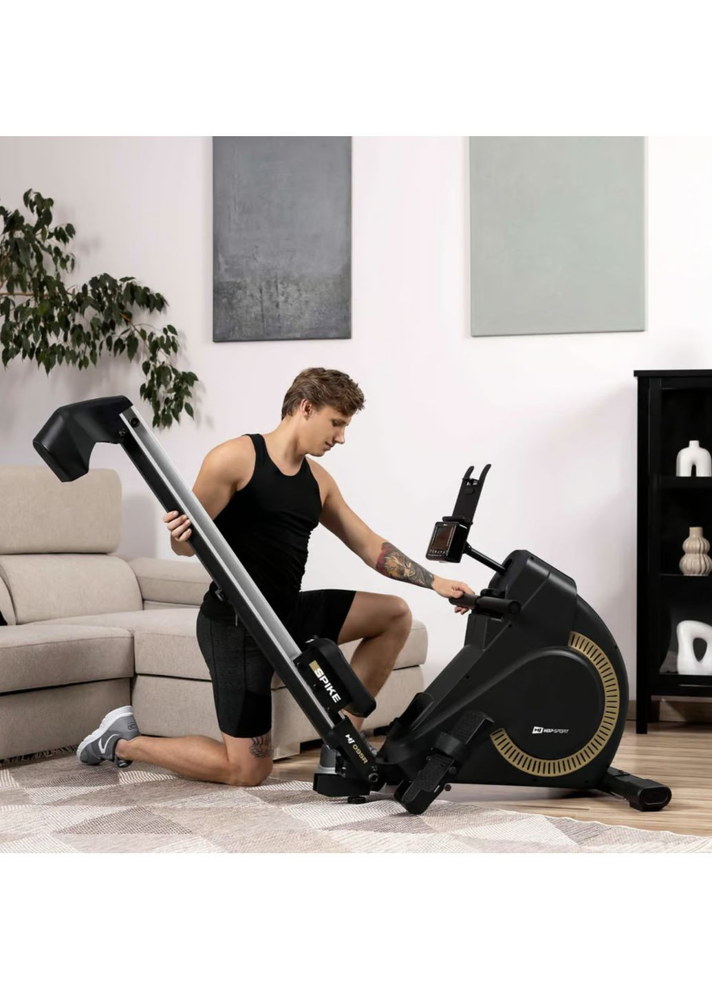 Гребной тренажер HS-095R Spike золотой Hop-Sport (365718059)
