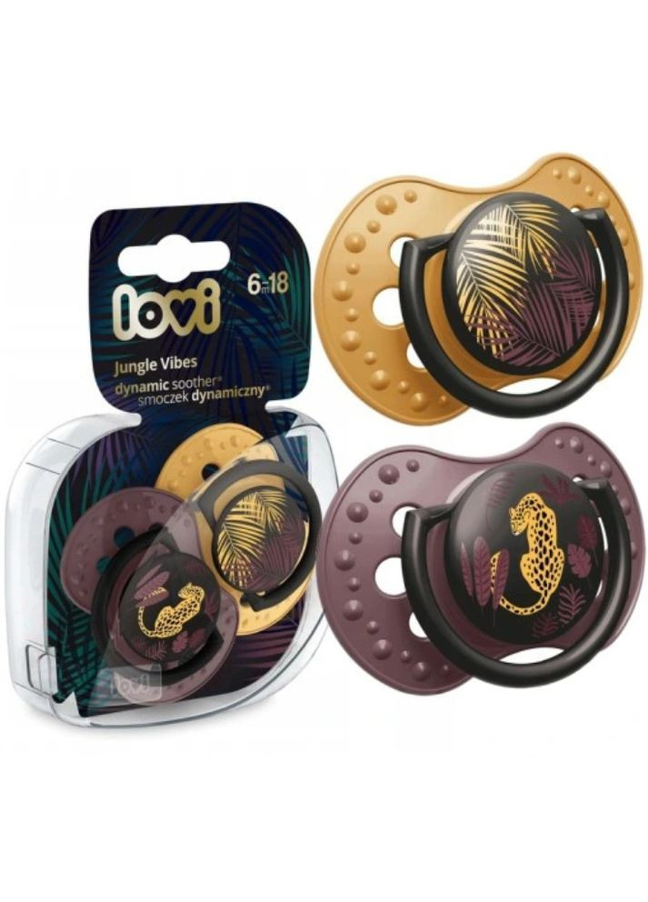 Пустышка силиконовая Jungle Vibes Girl, динамическая, 6-18 мес, 2 шт., коричневый с желтым () Lovi 22/903girl (328396514)