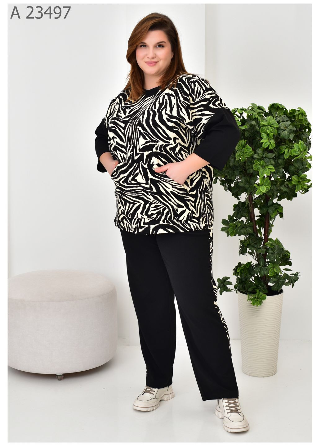 Весенний женский брючный костюм с туникой SK (323012426)