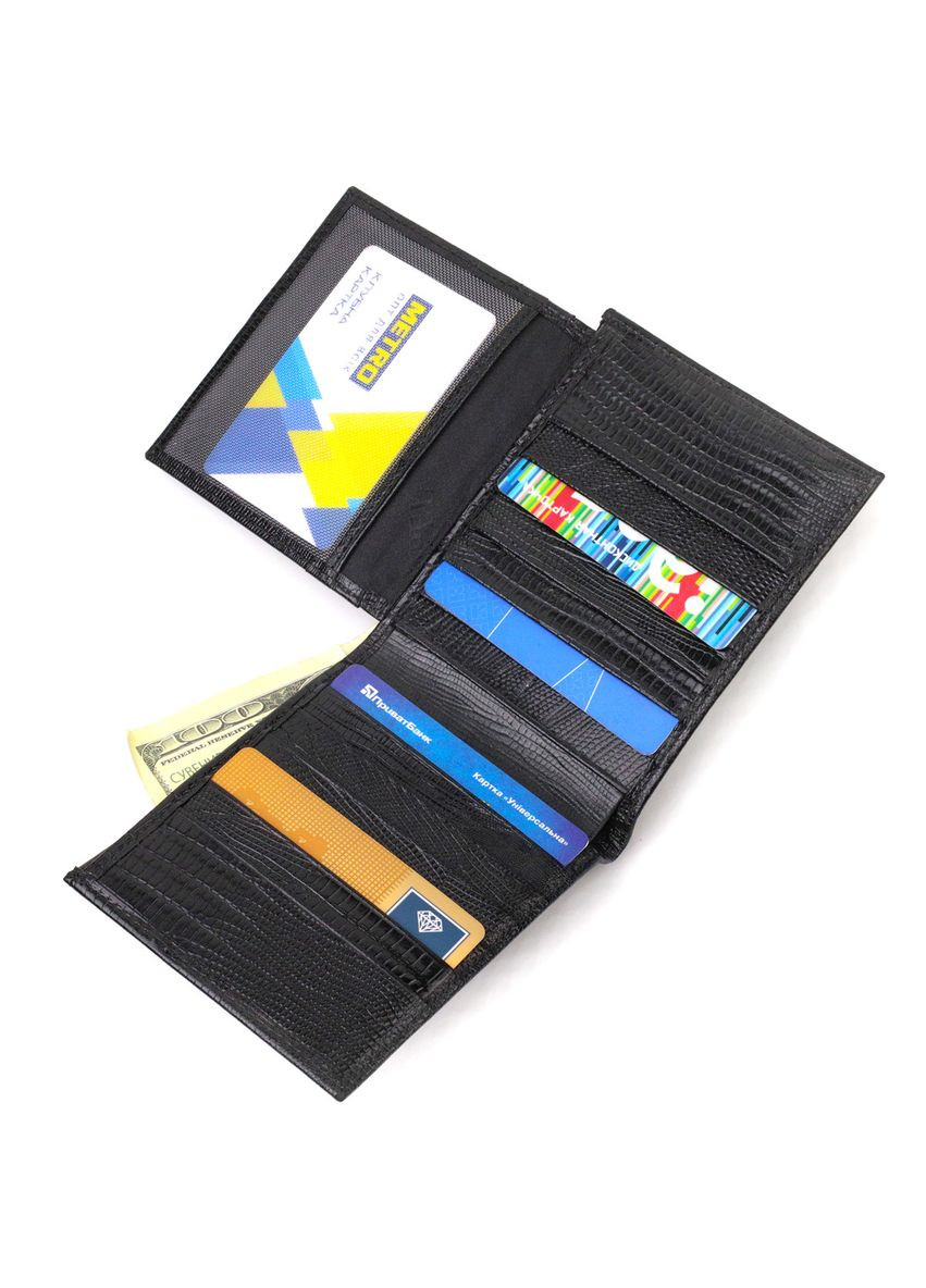 Практичний чоловічий портмоне з натуральної фактурної шкіри 21868 Чорний Canpellini (298571515)