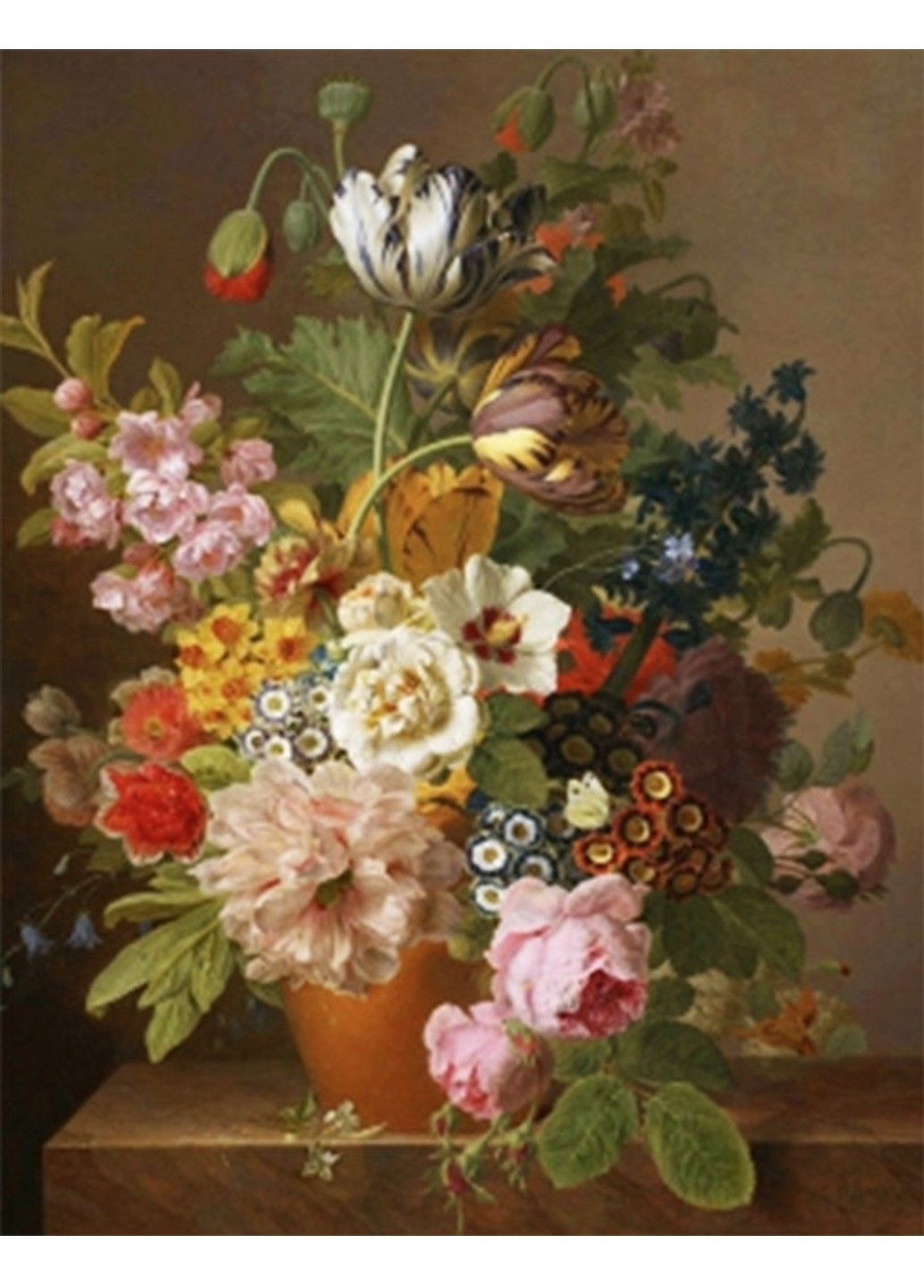 Алмазная мозаика вышивка Натюрморт с цветами в вазе с фруктами Ян Франс ван Даель подрамнике полная 5d 30х40 No Brand (332207835)