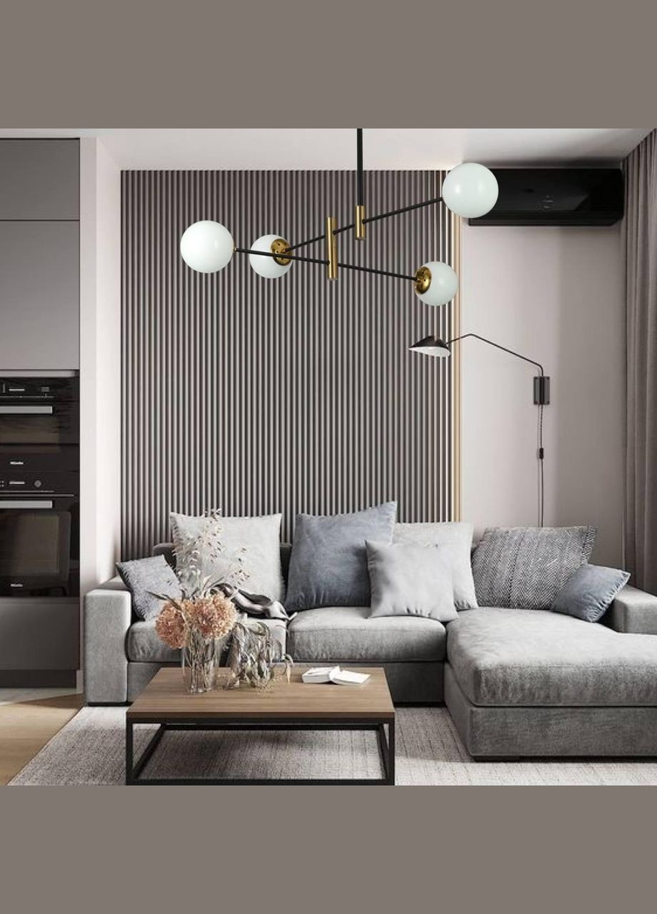 Чорна сучасна люстра на 4 лампи (909-LXL3012-4 BK+WH) No Brand (370071814)