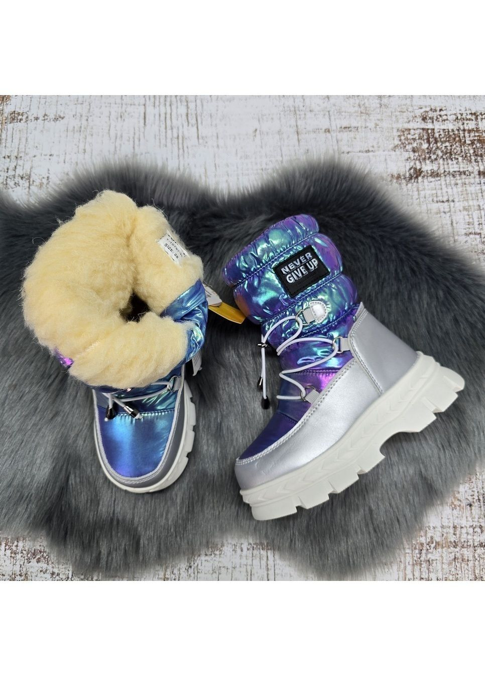 Зимние сапоги дутики детские зимние для девочки серые с фиолетовым. Tom.M