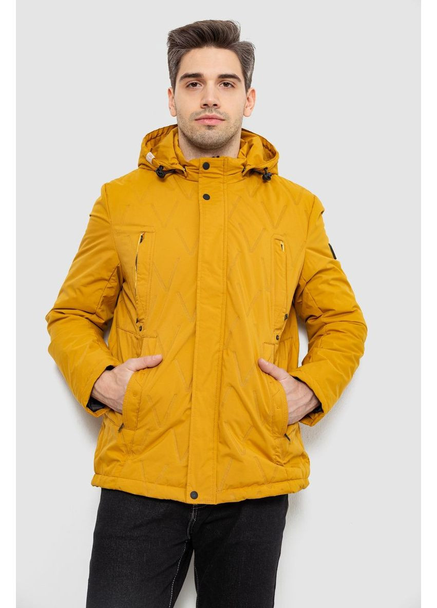Жовта демісезонна куртка чоловіча демісезонна з капюшоном, колір хакі, 244rl9159al Ager