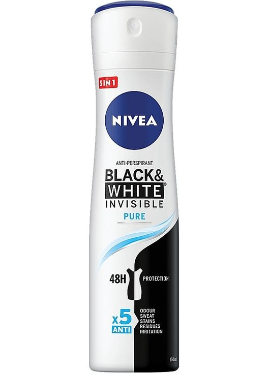 Антиперспирант Черное и белое. Невидимый" Black & White Invisible Pure 150ml (755674-121071) Nivea (368611647)