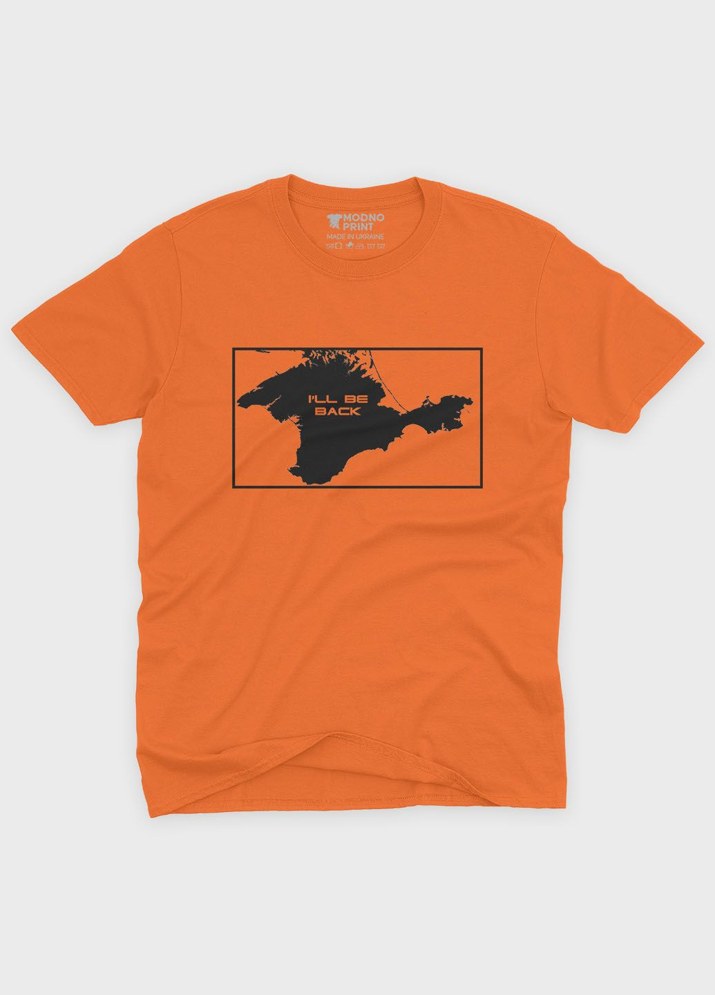 Оранжевая мужская футболка с патриотическим принтом крым (ts001-5-ora-005-1-122) Modno