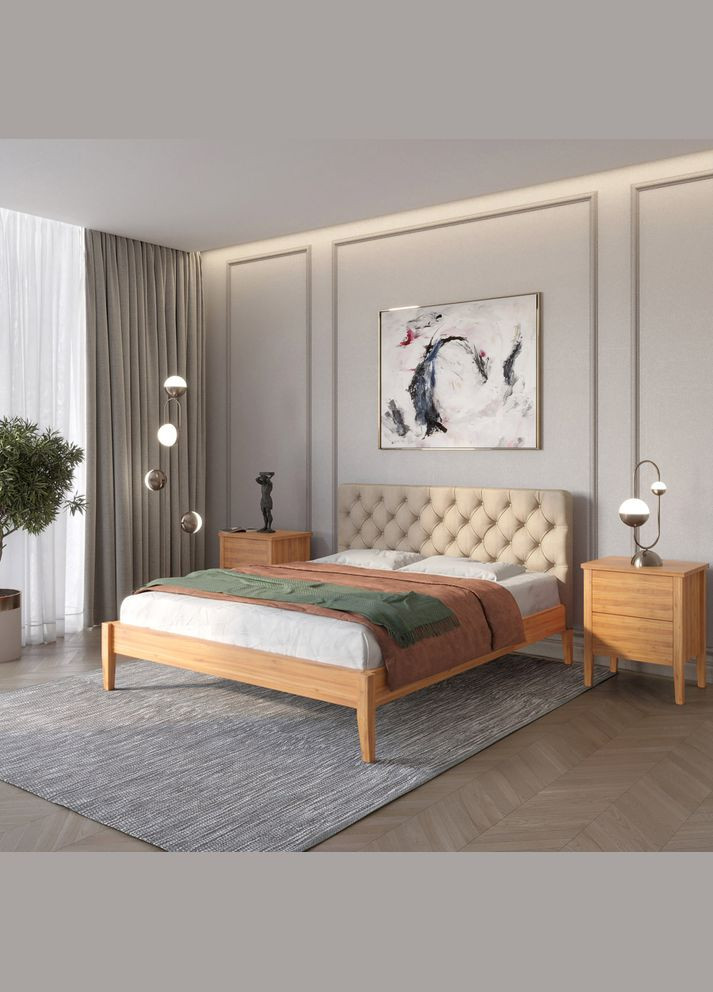 Двуспальная деревянная кровать Рим ДК /Аляска 23 (Бежевый) Б3 160х200 см (MBG-5359) Mebigrand (368281357)