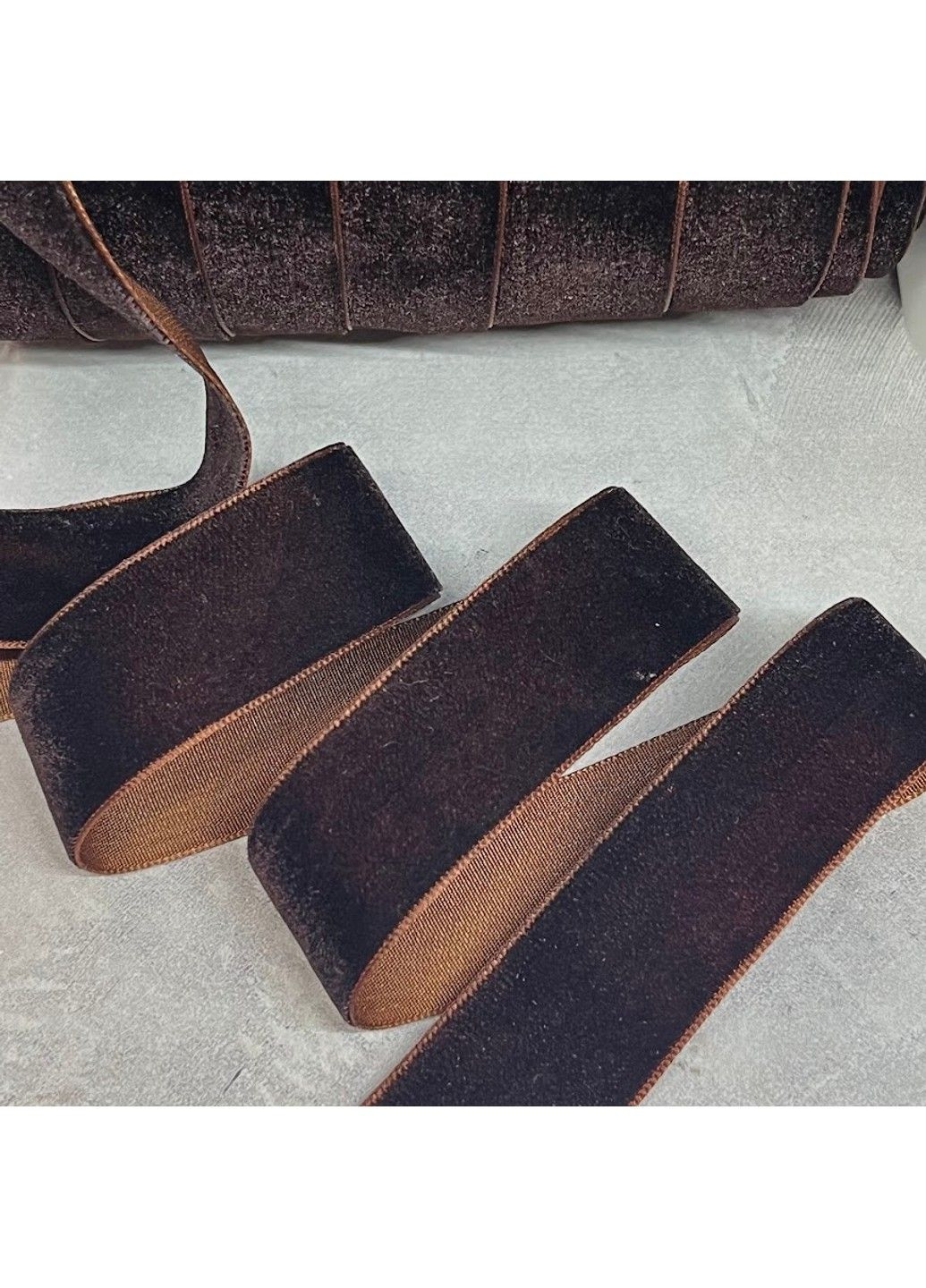 Велюровая лента 2,5 см, цвет- (коричневый) шоколад, арт 012354, 1 метр No Brand (362219166)