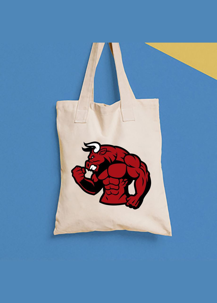 Еко сумка,, щоденна з принтом "Червоний бик накачаний" Push IT Кавун шопер (316138033)