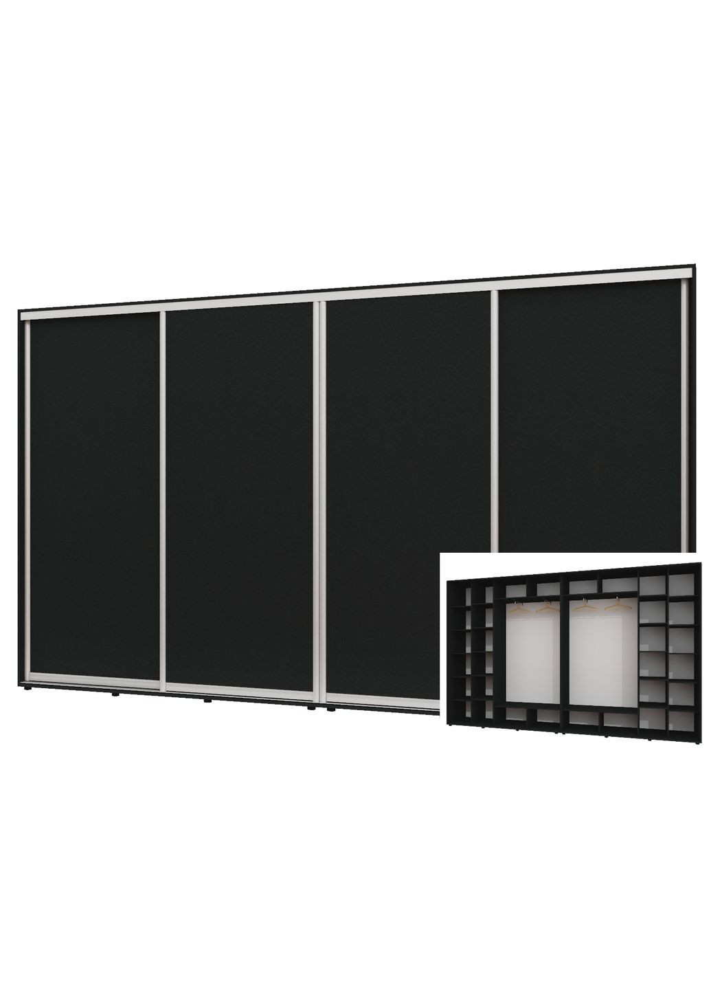 Шкаф-купе четырехдверный 410*45*230 см Антрацит 4 двери ДСП ШК-02 Алекса (360477195)