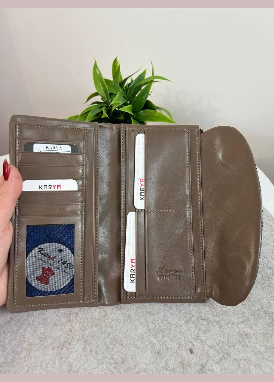 Гаманець купюрник жіночий на магнітах натуральна шкіра лазер Туреччина коричнево-фіолетова рептилія Karya (341322652)