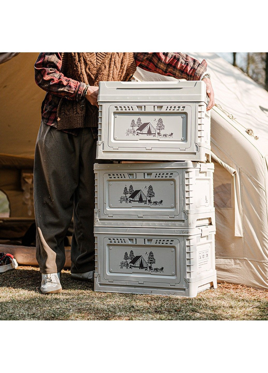 Туристичний складний ящик-контейнер Naturehike CNH22SN019 25л + 5л (Світло-сірий) No Brand (332636230)