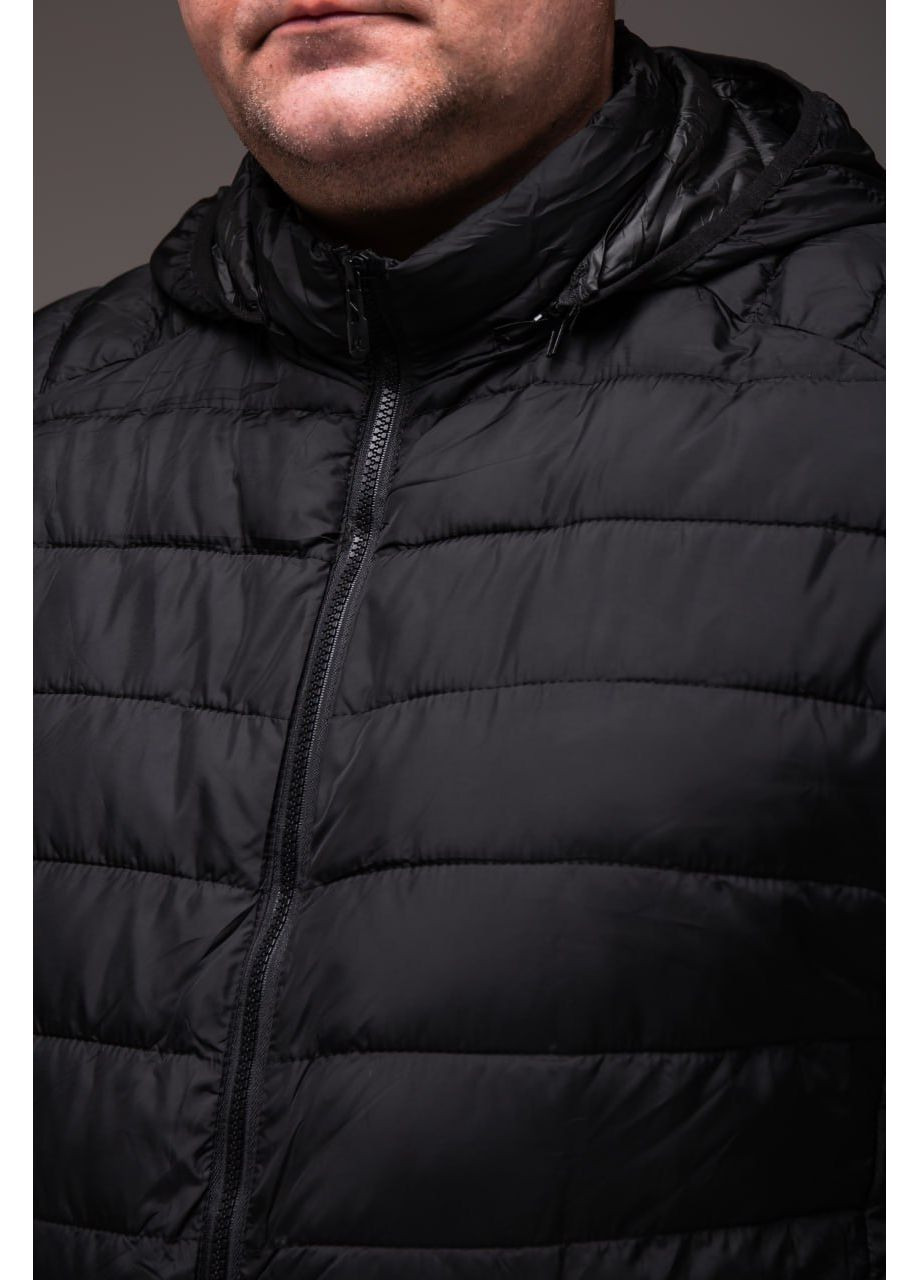 Черная демисезонная теплая и удобная мужская демисезонная куртка батал Vakko