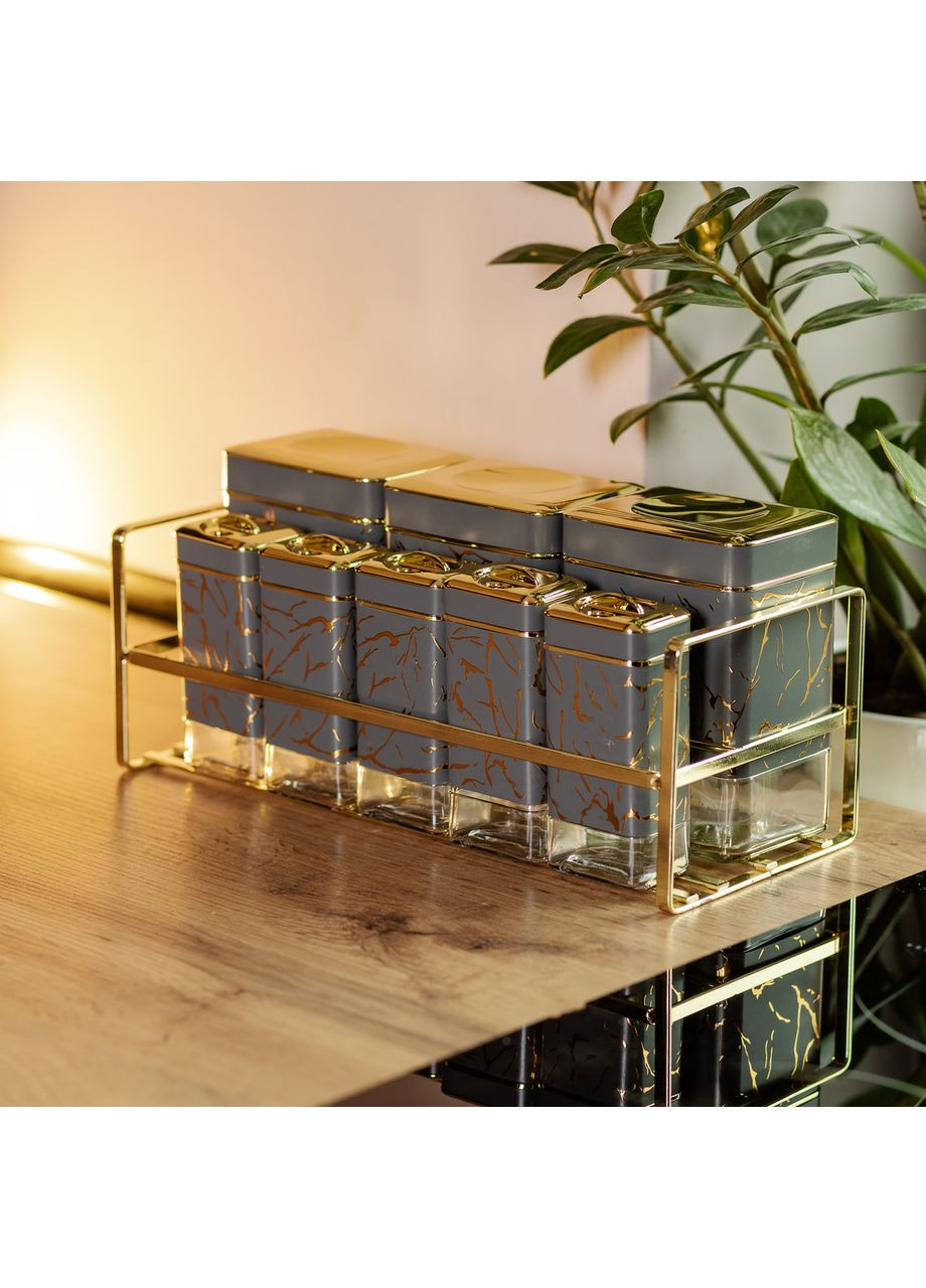 Набор для приправ и специй 8 штук с крышками стеклянные емкости для кухни органайзер для специй ProDobro (364190635)