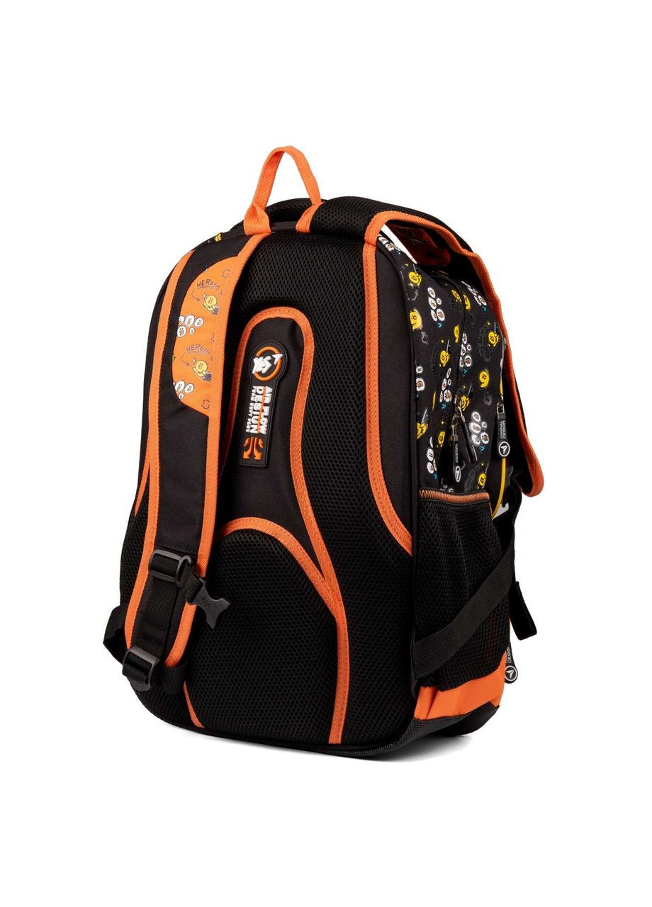Шкільний рюкзак, одне відділення, фронтальні кишені, розмір 43,5*30*15,5см, чорнопомаранчевий Line Friends Yes (293510932)