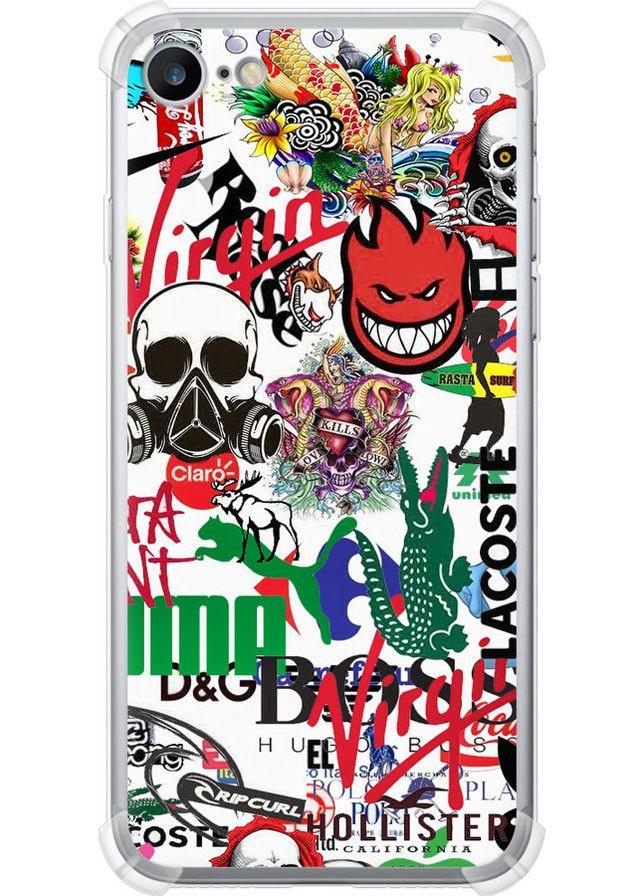 Силіконовий протиударний с посиленими кутами чохол 'Many different logos' для Endorphone Apple iPhone SE 2022 (298577954)
