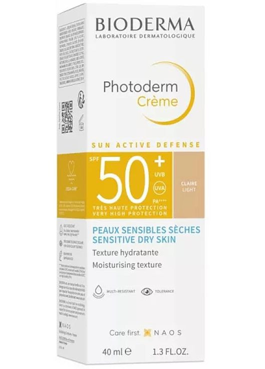 Солнцезащитный крем для чувствительной сухой кожи Photoderm Cream SPF50+ Sensitive Dry Skin Light 40ml. Bioderma (368636522)