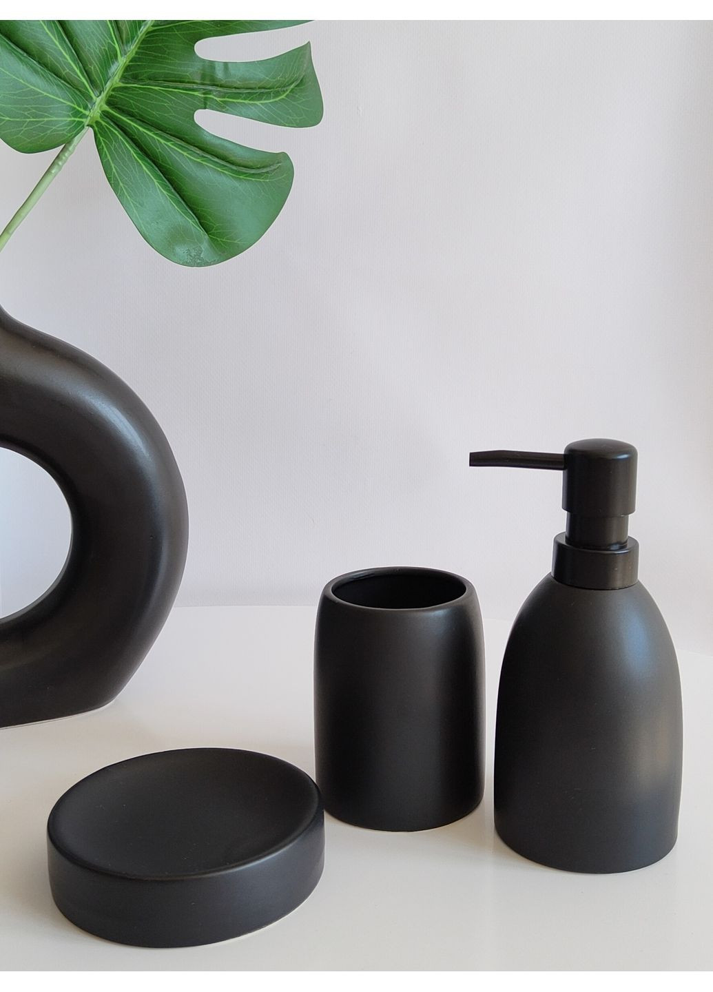 Набір аксесуарів для ванної кімнати 3 предмети чорний BonaDi (362217111)