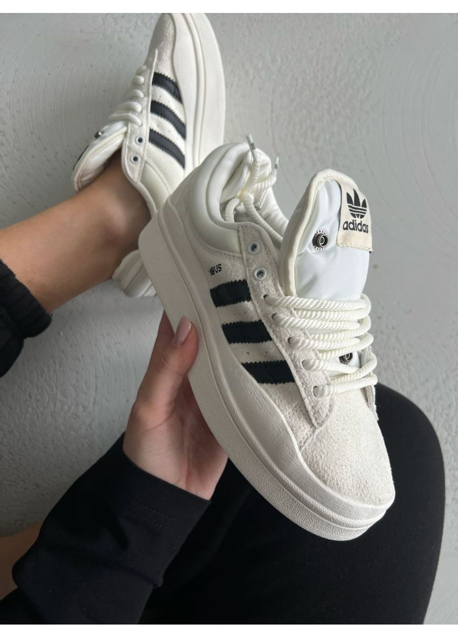 Білі Осінні кросівки чоловічі adidas campus x bad banny white адідас кампус No Brand