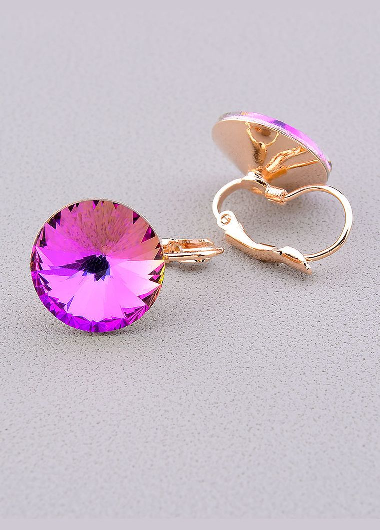 Серьги женские позолоченные с розовыми фианитами код 2324 PTR No Brand (317763551)