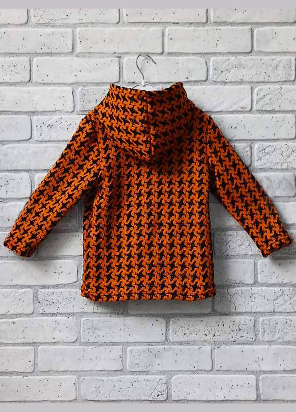 Дитячий худий теплий в'язаний зимовий акрил, з кишенями кенгуру і капюшоном, гусячі лапки помаранчевий No Brand (316843458)