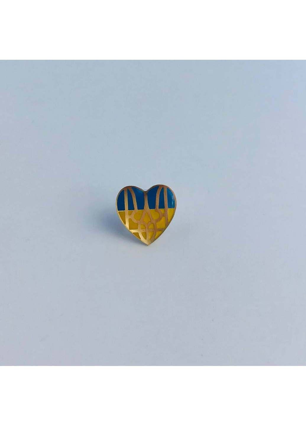Значок Сердце Украины с трезубцем 15х15 мм Dobroznak (292338535)