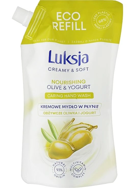 Рідке мило з оливою та йогуртом (дой-пак) Creamy & Soft Olive & Yogurt Caring Hand Wash 400ml (1080336-31158503) Luksja (368607547)