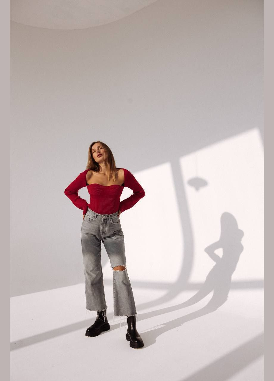 Кофта в рубчик з гарним вирізом Україна (327880208)