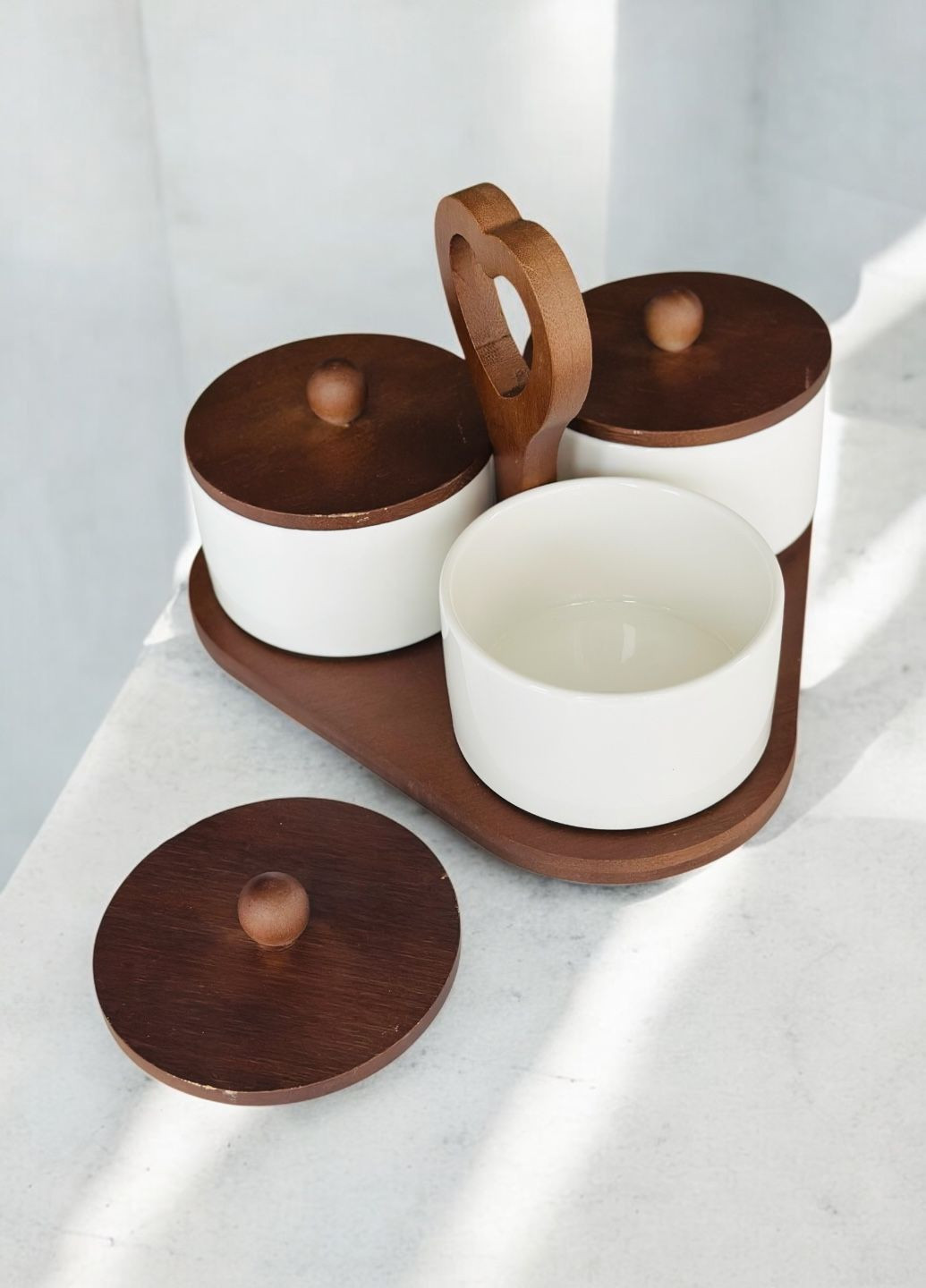 Набор емкостей на подставке для сыпучих 3шт No Brand (331303486)