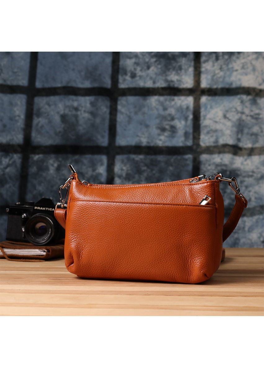 Жіноча сумка з натуральної шкіри з двома ремінцями 22929 Рудий Vintage (351508212)