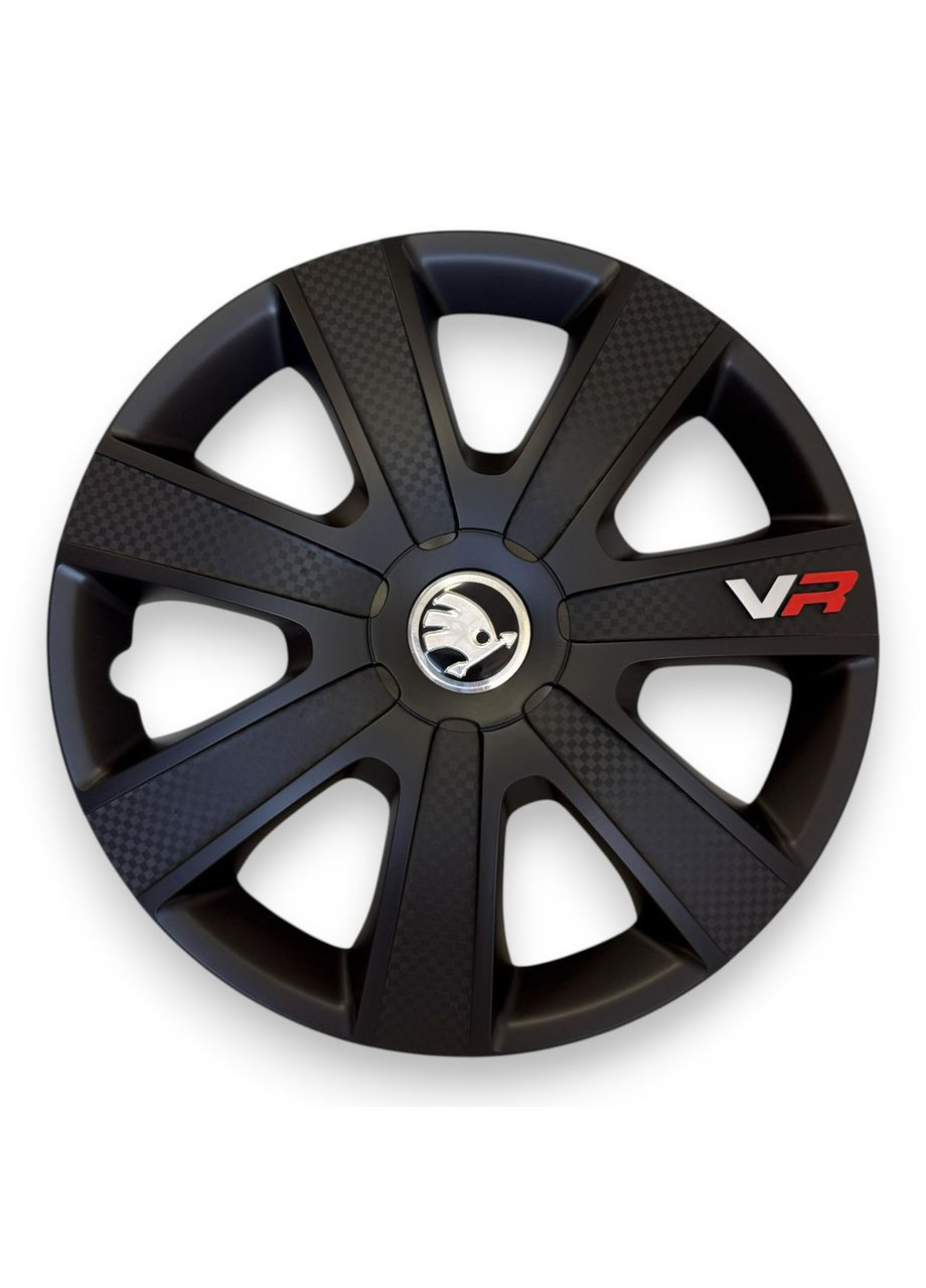 1 штука Колпак на колесо VR Carbon black R16 с логотипом Skoda колпаки на диски ВР Карбон Блэк Р16 с логотипом No Brand (364463632)